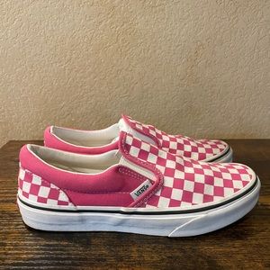 Vans Pink & White Checkered Slip on Size 5